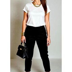 Ivanka Trump Womens Black High Rise Tapered Ankle Pants Size L Professional Wear